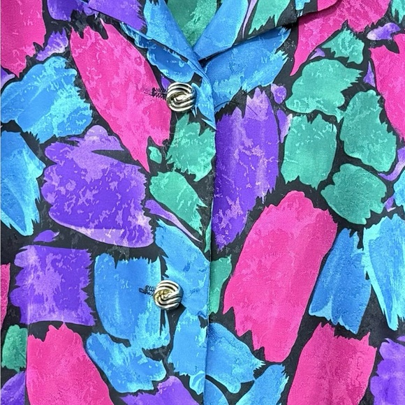 Vintage 1980s Stained Glass Belted Dress - Picture 3 of 6